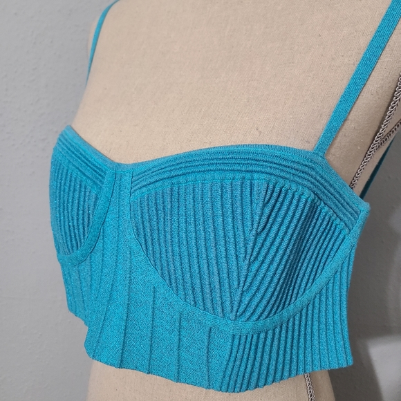 Retrofete Gabi Bandage Top in Aqua Blue Size XL - Picture 3 of 16